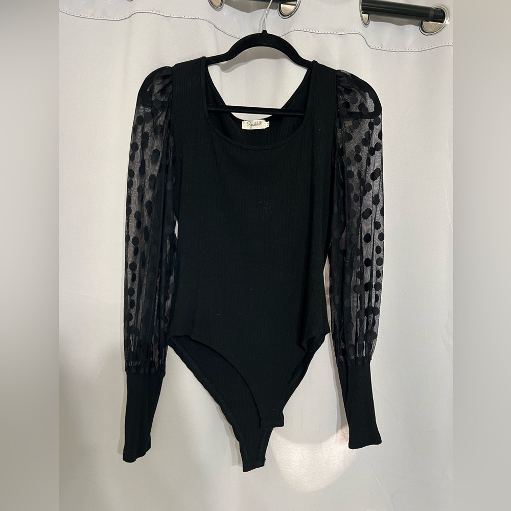 Black Bodysuit with sheer arm detail